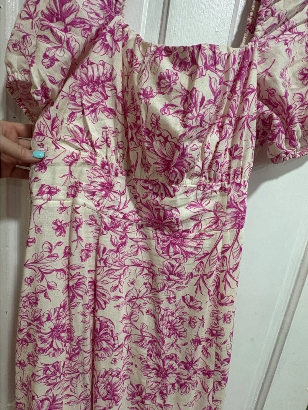 London Times Pink Floral Square-Neck Maxi Dress with Side Slit - Picture 3 of 9